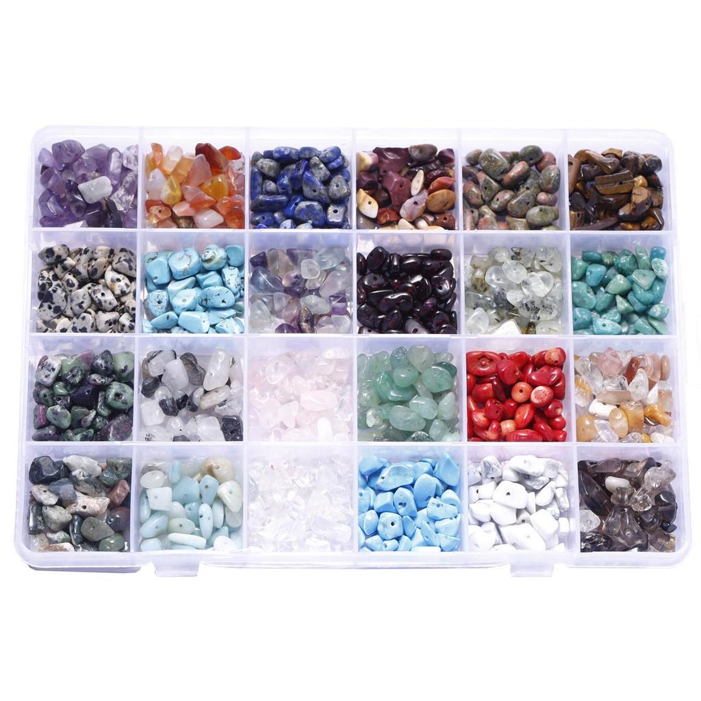 24-Compartment Natural Stone Bead Jewelry DIY Kit