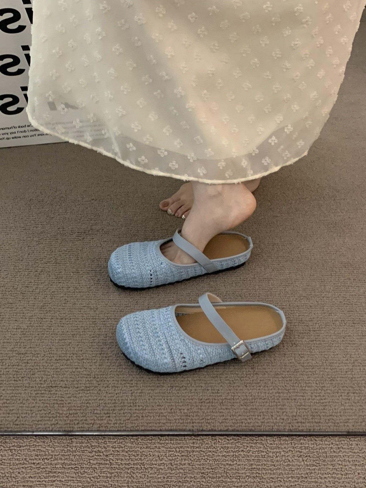 

Плетение нежного вечернего бриза платформа женская верхняя одежда весенне-летние каникулы Мэри Джейн полуносочные одинарные туфли 40