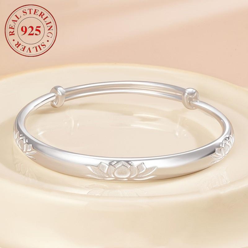 925 sterling silver lotus bracelet, 925 sterling silver women s lotus bracelet, adjustable size, perfect gift for Thanksgiving 1