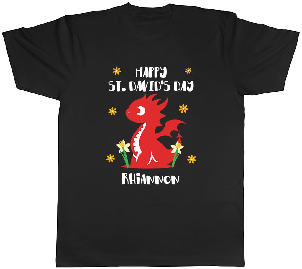 Personalised Happy St Davids Day Dragon Wales Unisexs TShirt Tee Gift Top