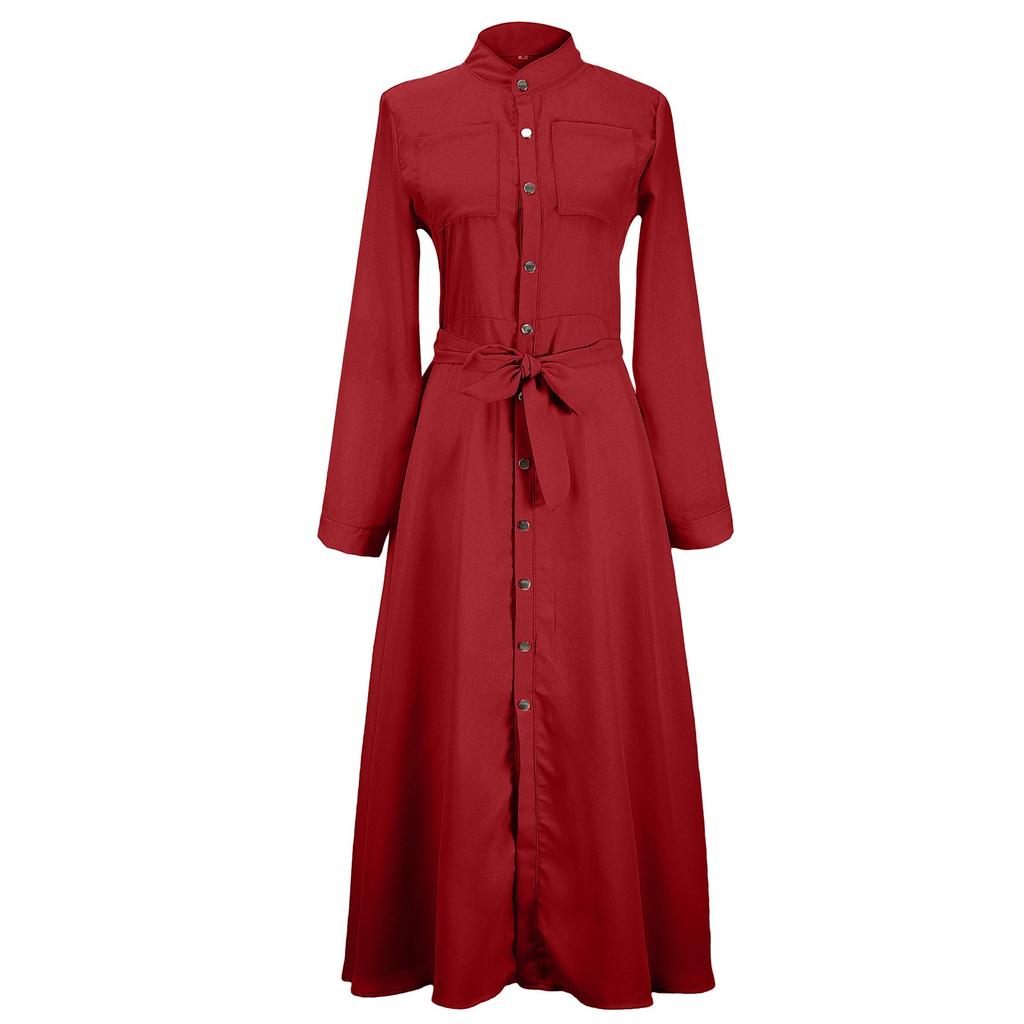Women's Casual Loose Long Shirt Long Sleeved Long Sleeved Solid Color Shirt Dress