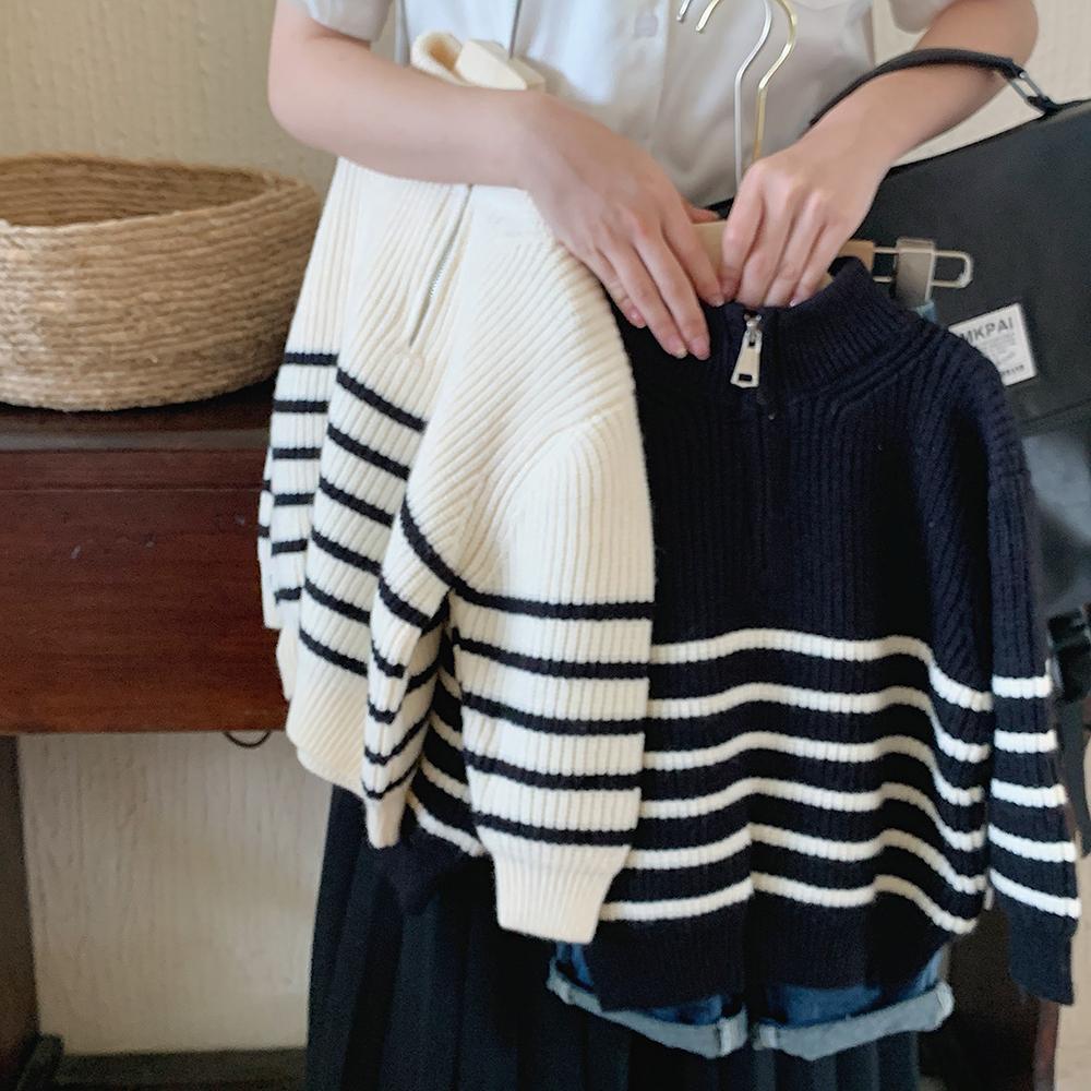 Thickened Boys' Striped Sweater: Korean-Style Loose Knitwear for Autumn & Winter, Versatile for Middle and Big Kids
