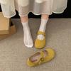 Yellow with Skirt French Flat-bottomed Shallow-mouth Single Shoes Women's 2025 New Autumn Retro Versatile Soft-soled Mary Jane Shoes