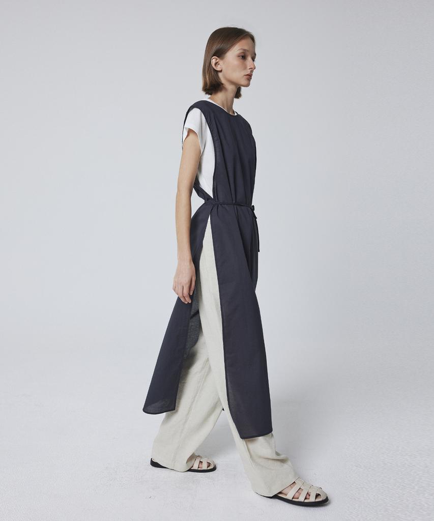 Julliapepe Sheer Layered Slit Dress (Navy)