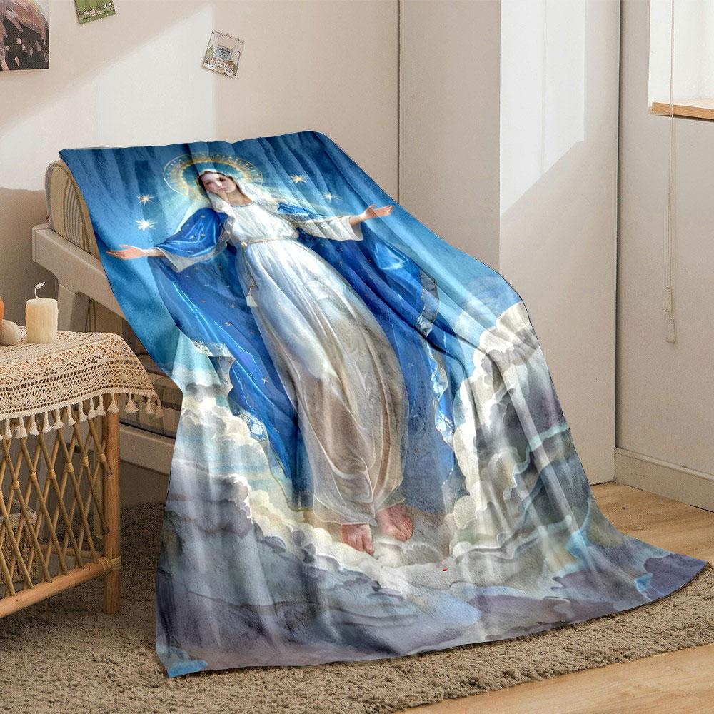 Virgin Mary Blanket Printed Blanket for Living Room Bed Couch lunch break Soft Cozy Blanket for Friend's festival Gift