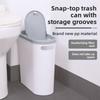 10L Trash Can Plastic Rubbish Bin Creative Semi Automatic Garbage Bin  Small Bathroom Storage