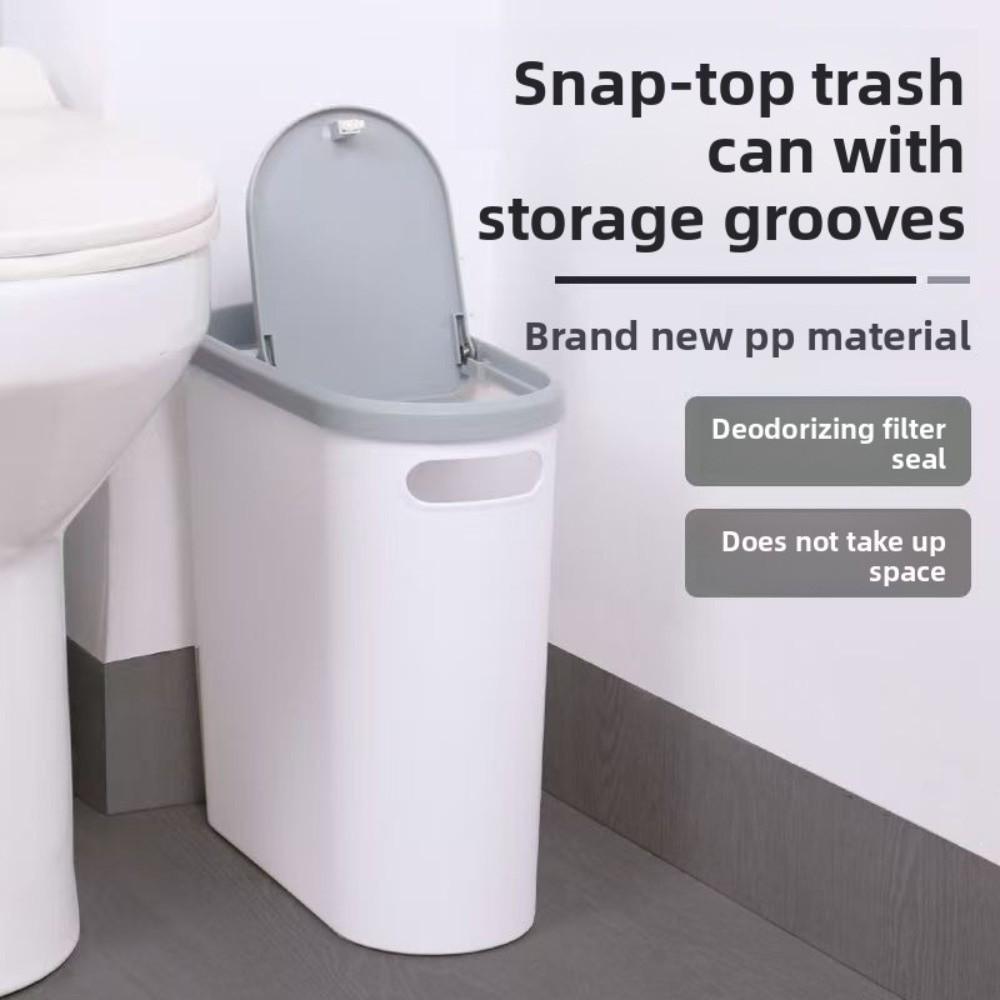 10L Trash Can Plastic Rubbish Bin Creative Semi Automatic Garbage Bin  Small Bathroom Storage