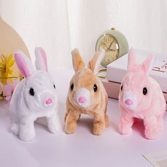 Electric Rabbit Toy Soft Plush Walking Barking Mouth Moving Ears Shaking Entertainment Birthday Gift Kids Smart Simulation Bunny Doll Kindergarten