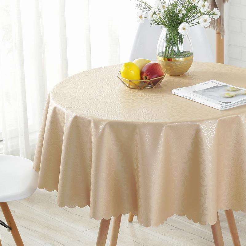 European Style Fabric Wedding Pad Round Household Printed Waterproof Desk Cloth Solid Color Hanging Non Washable Tablecloth
