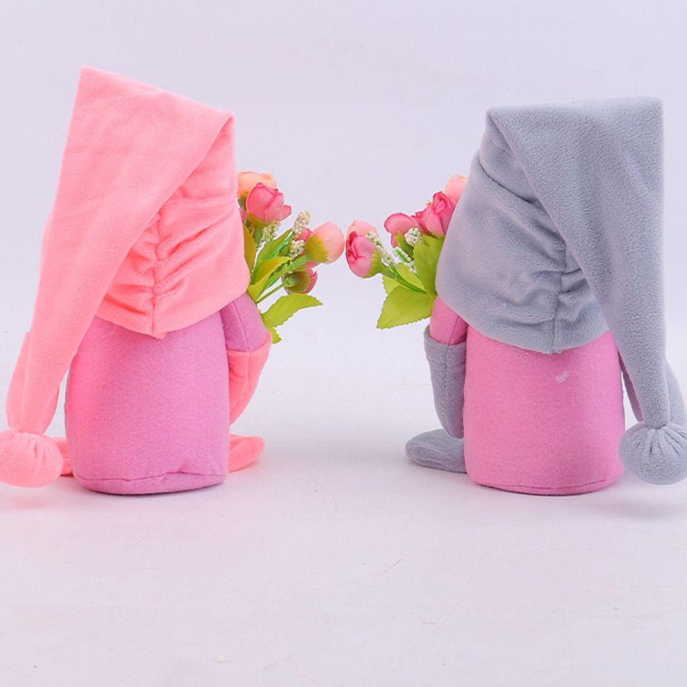 Soft Tulip Rudolph Doll Standing Dwarf Dolls Ornament Creative Faceless Gnome Doll  Valentine's Day