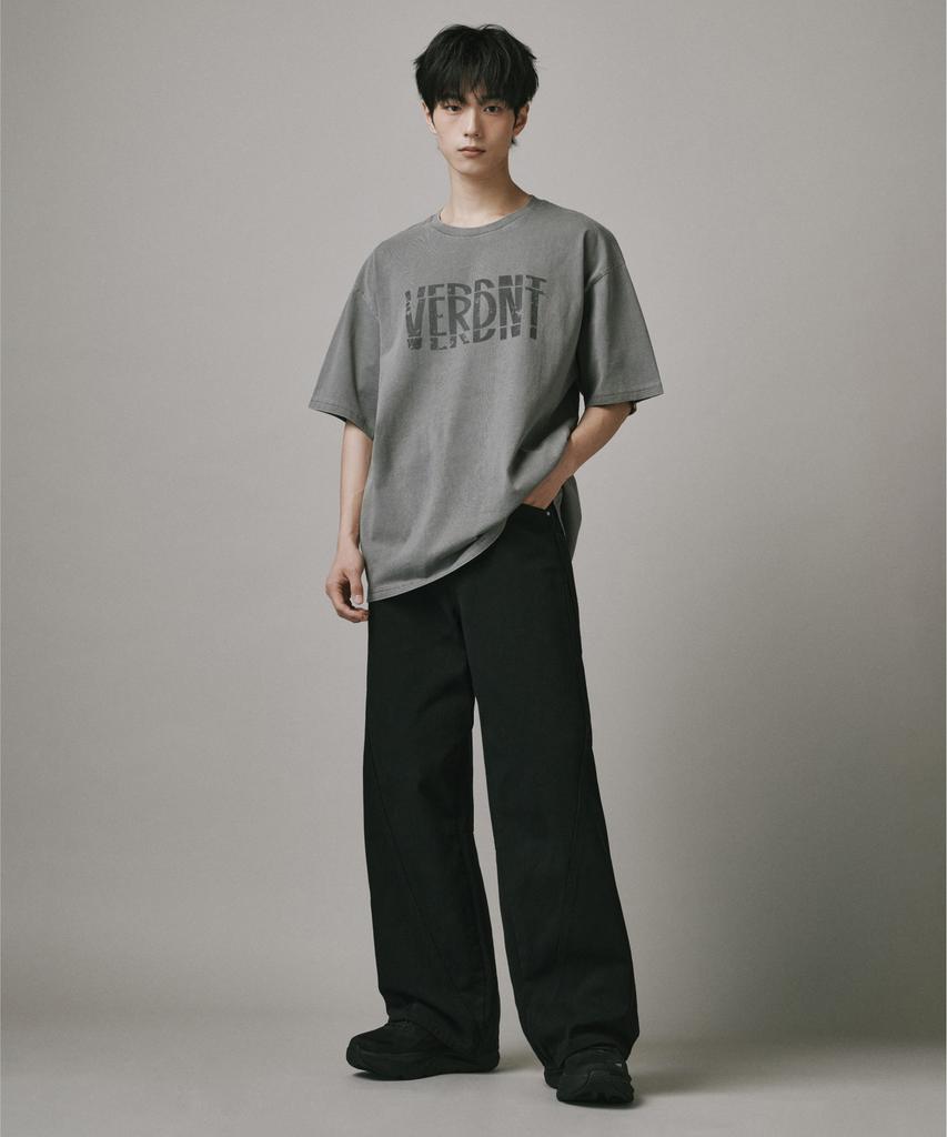Beodeonteu Cut-Out Layered Cargo Wide Cotton Pants [Black]