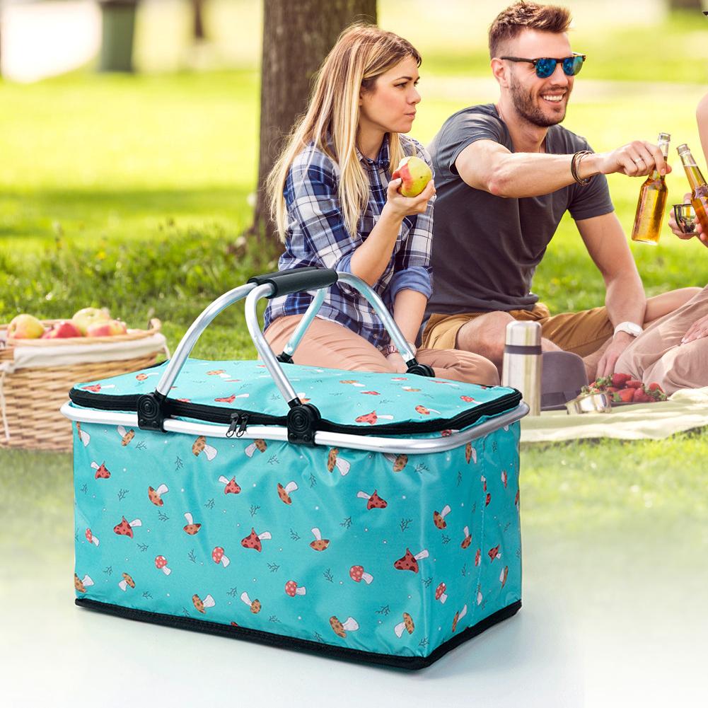 30L Thermal Insulated Bag Keep Fresh Folding Insulated Cooler Cooler Bag Lunch Box Basket Food Carrier for Camping Picnic Travel