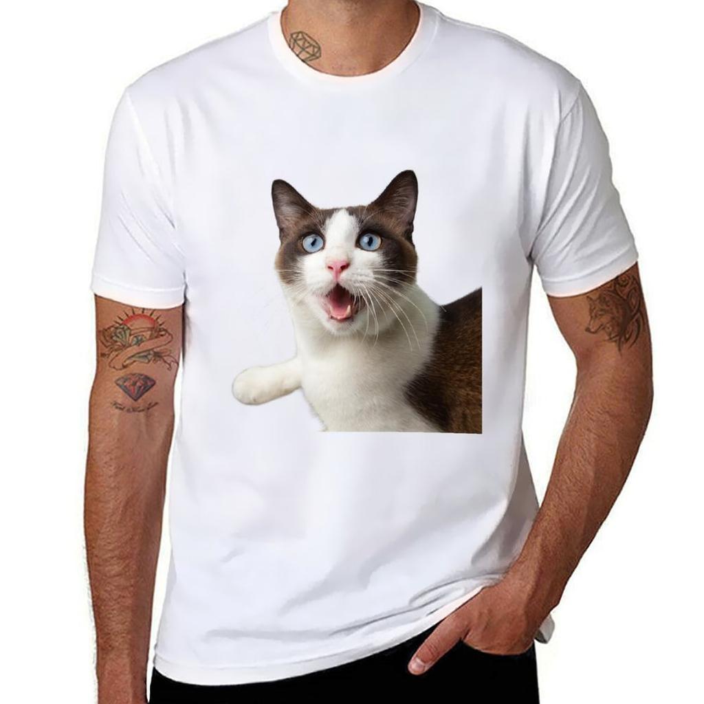 WOW Cat. Whimsical Cat Funny. T-Shirt Printed T Shirts for Man Cotton T Shirt Man T-Shirt