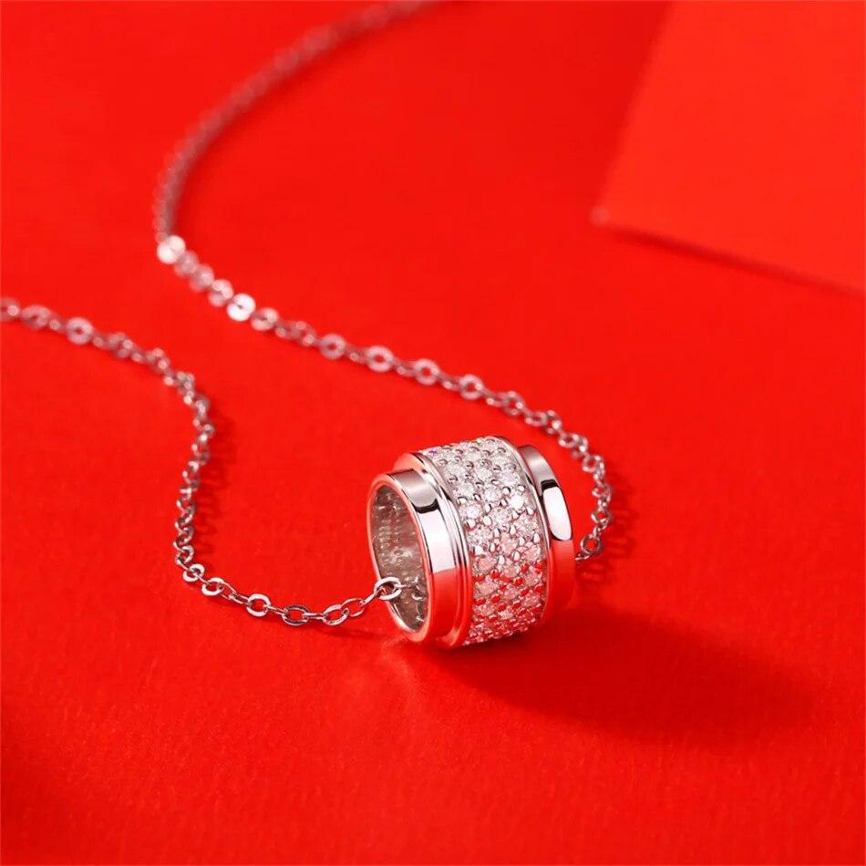 New 2022 New Round Ten Mile Galaxy 1ct Moissanite S925 Sterling Silver Luxury Shine Elegant Pendant Necklace Women's Jewelry
