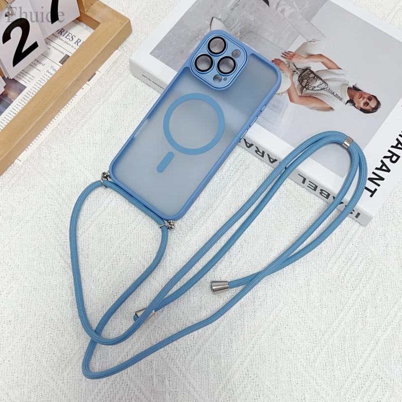 

Magnetic Matte Clear Strap Case For iPhone 17 Pro Max 16 15 Plus 14 13 12 11 16E For Magsafe Crossbody Lanyard Cord Soft Cover For iPhone17 Pro Max&Case & Strap
