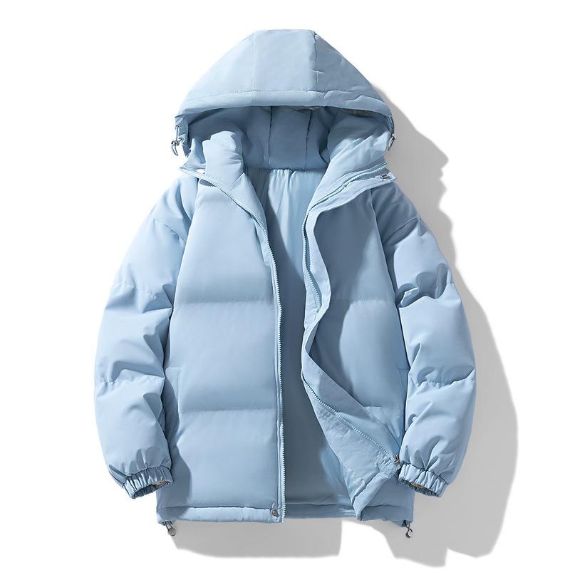 Couple Down Cotton Jacket Men's Winter Loose Casual Versatile Hooded Bread Jacket Thickened Warm Cotton Coat Men