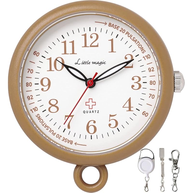 

[Little Magic] [Official] [Large and easy to read] [Battery replaceable by yourself] nurse watch pocket watch clock Colore 34mm (colore34BR brown)