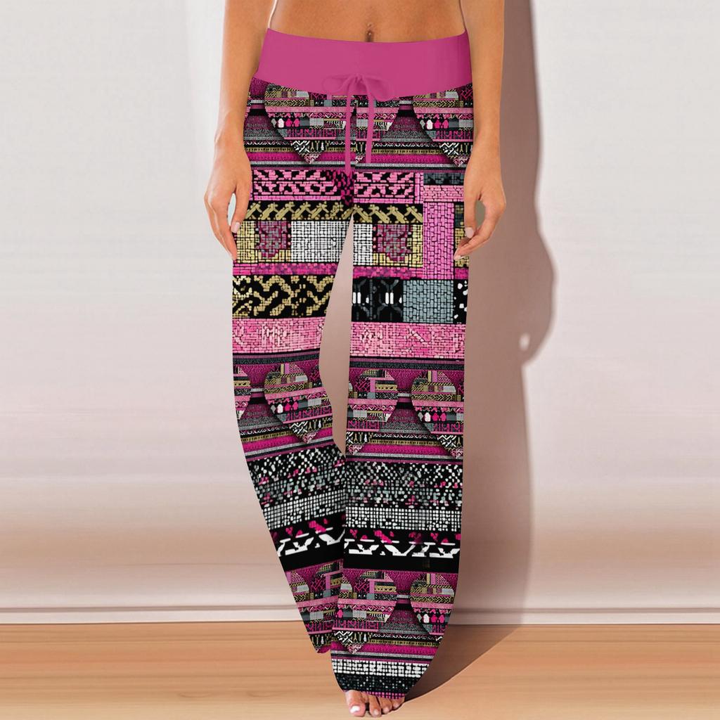 Womens Pajama Pants Sleepwear Casual Drawstring Elastic Waist Pants Comfy Straight Yoga Loose Trousers