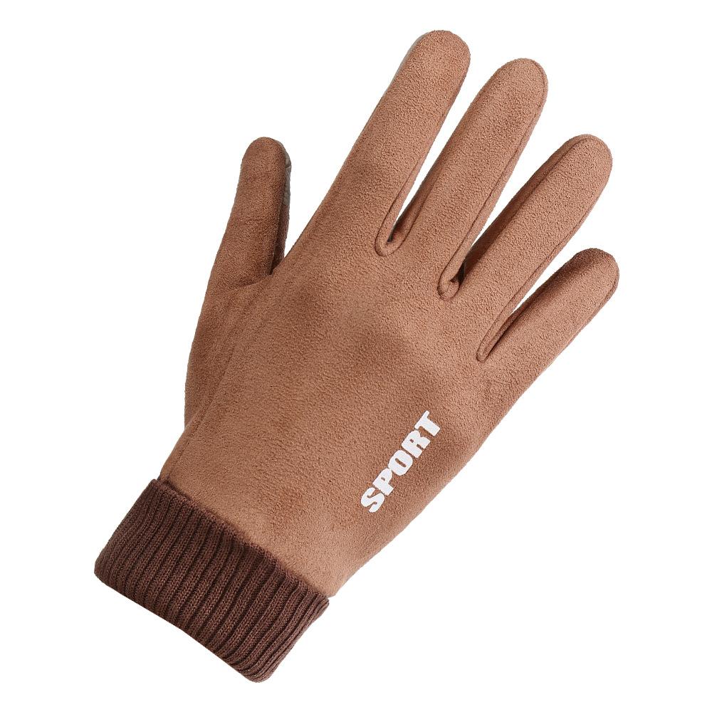 Warm Gloves for Men and Women Suede Cold Proof Fashion Plus Velvet Thickened Touch Screen Outdoor Riding Autumn and Winter Gloves