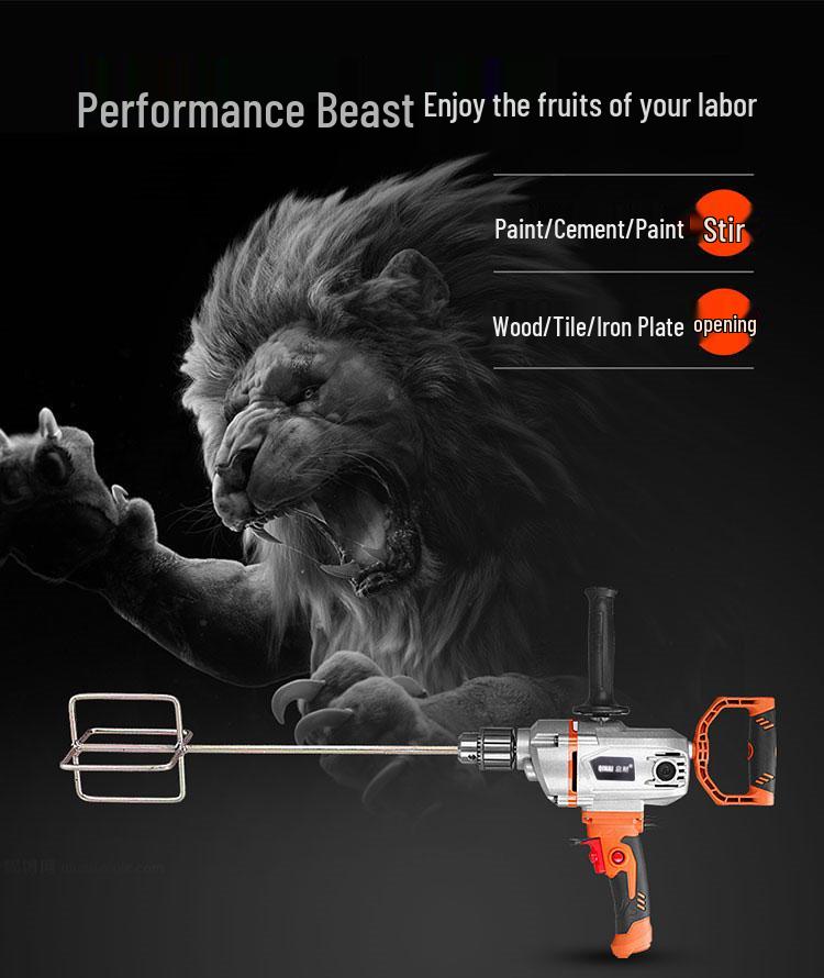 High-Power Electric Drill & Mixer for Concrete, Paint, and Cement