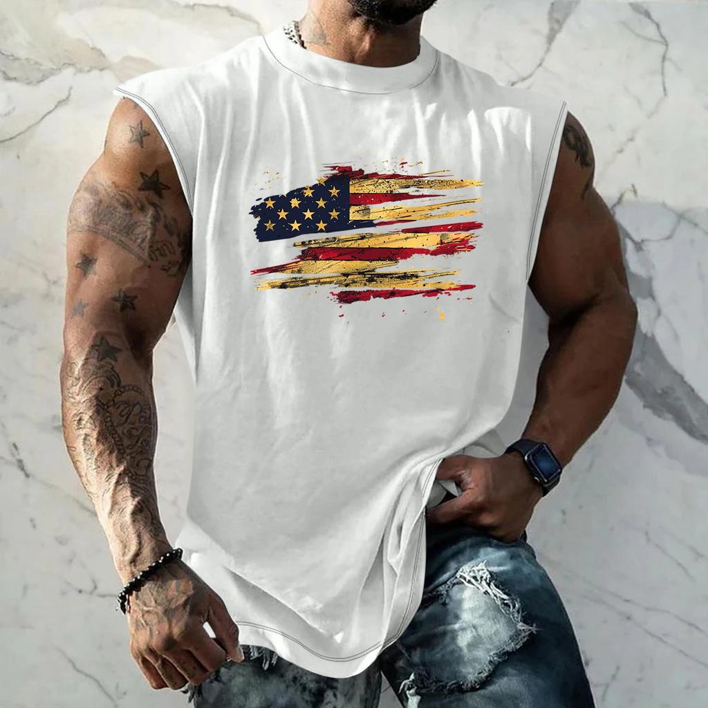 Men's Fitness Exercise Slimming Printed Waistcoat And Vest, Men's I-shaped Wide Shoulder And Back Center