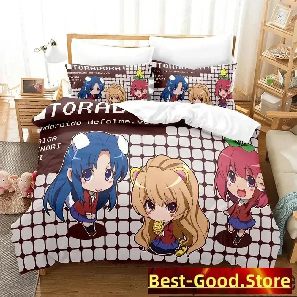 Anime Toradora TIGER DRAGON Bedding Set Duvet Cover Sheet Printed Bed Set Pillowcase Bed Full Queen King Size Comforter Bedroom