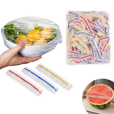 100 Stück einfach zu verwendende Lebensmittelaufbewahrungsabdeckungen mit elastischen Einfassungen, praktische universelle Küchen-Wrap-Dichtungsabdeckungen