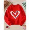 Kids Sweatshirt Hand-Drawn White Heart Outline Hoodie - Pink & Multi-Color Options, Long Sleeve Round Neck Casual Sweatshirt