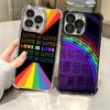 LGBT Rainbow Love Is Love Plating Phone Case For Iphone 16 17 Pro Max Air 16E 14 15 Plus 12 13 Mini Anti-Fall Airabag Cover