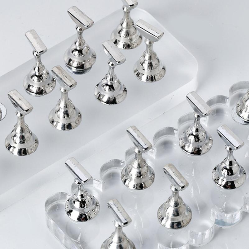 Durable Acrylic Nail Art Practice Stand Magnetic Fingernail Display Holder for False Nails