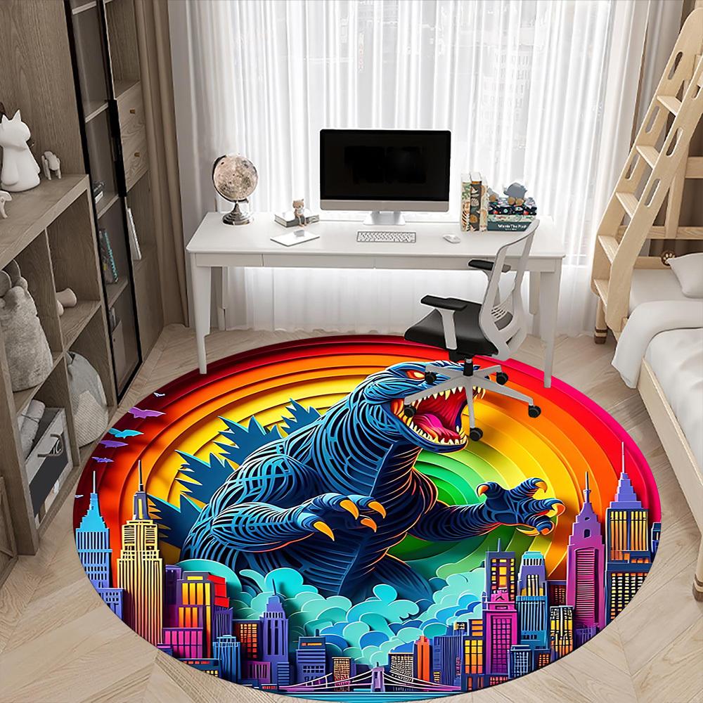 1pc Dinosaur Office Round Area Rug, Under Office Chairs Bedroom Living Room Home Decor a1016234