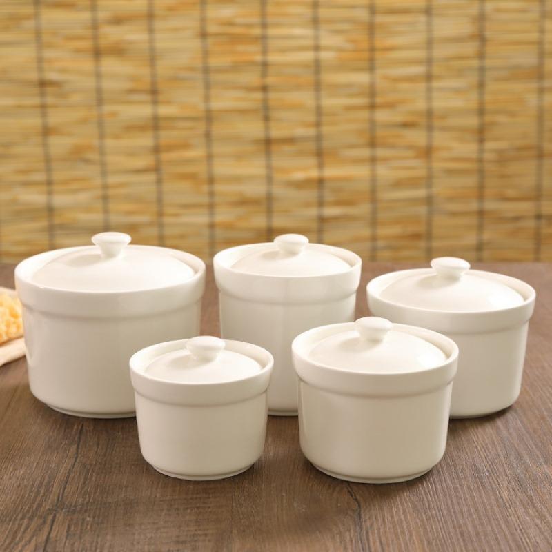 Ceramic Stew Cup, Simple Restaurant, Household Water-Proof Stew Soup Cup, Baby Dessert, Complementary Food, Porridge, Bird'S Nest Stew Cup, Small Stew