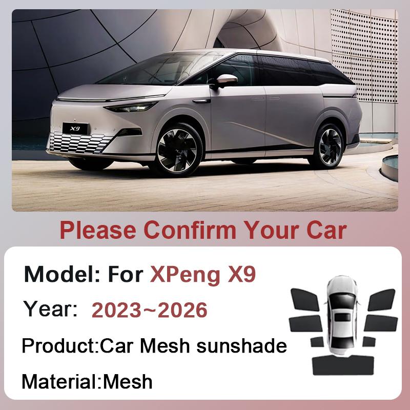 For XPeng X9 H93 2023 2024 2025 2026 Car Mesh Sunshade Magnetic Window Sun Visor Privacy Curtain Coverage Auto Tools Accessories