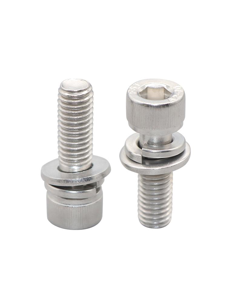 304 Stainless Steel Hex Socket Cap Screw with Washer, Round Head, Sizes M3-M12