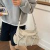Retro Torba na Ramię w Kratkę Fashi Wstążka Nylonowa Wszechstronna Codzienna Duża Pojemność Torba na Ramię Crossbody Torba dla Ucznia do Pracy