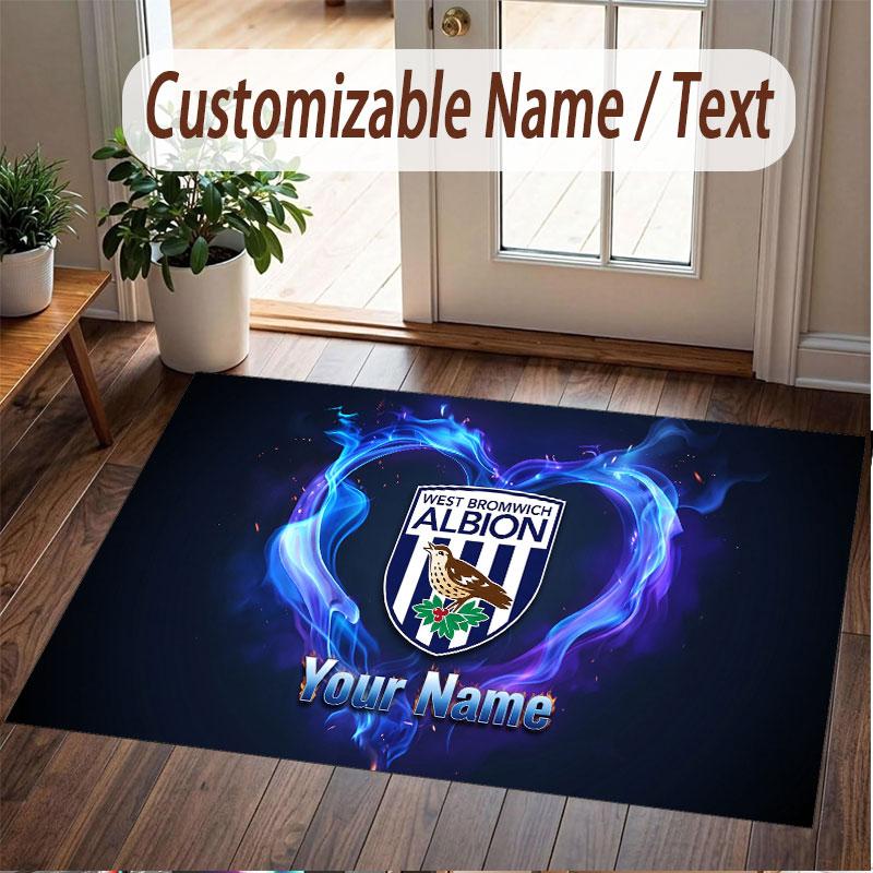 Custom Rug West Bromwich Albion Pattern Print Name Text Soft Non‑Slip Floor Carpet for Home Indoor Decoration