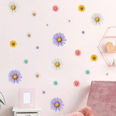 Kawaii Floral Wall Decal Pastel Color Flower Sticker for Girls Bedroom Home Decor