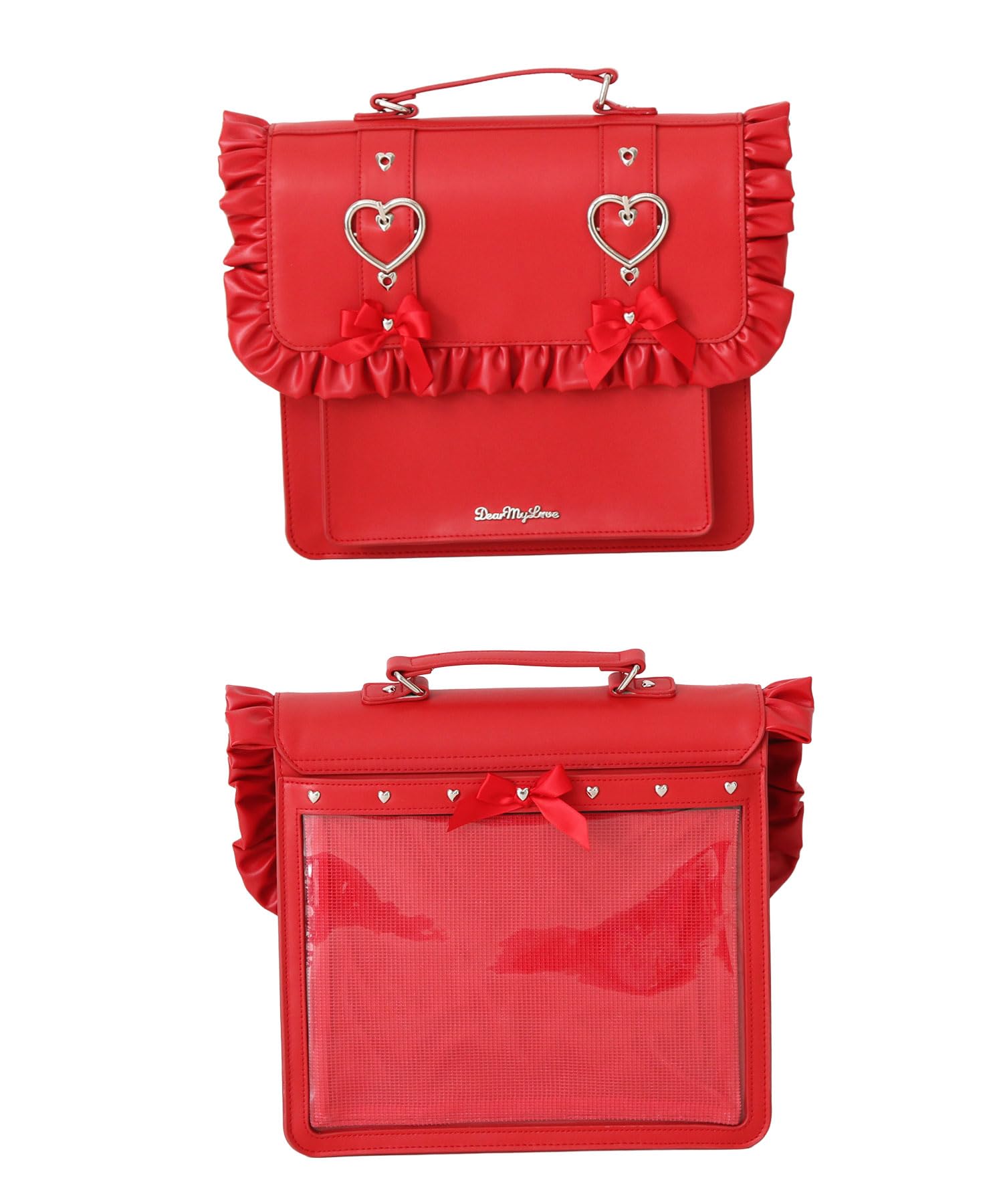 Shoulder Heart Frill Shoulder Ita Bag for 535390 Red [YUMETENBO] Bag, Bag, Women,