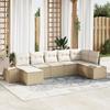 VidaXL 7-Piece Garden Sofa Set Beige with Cushions Rattan 3347151