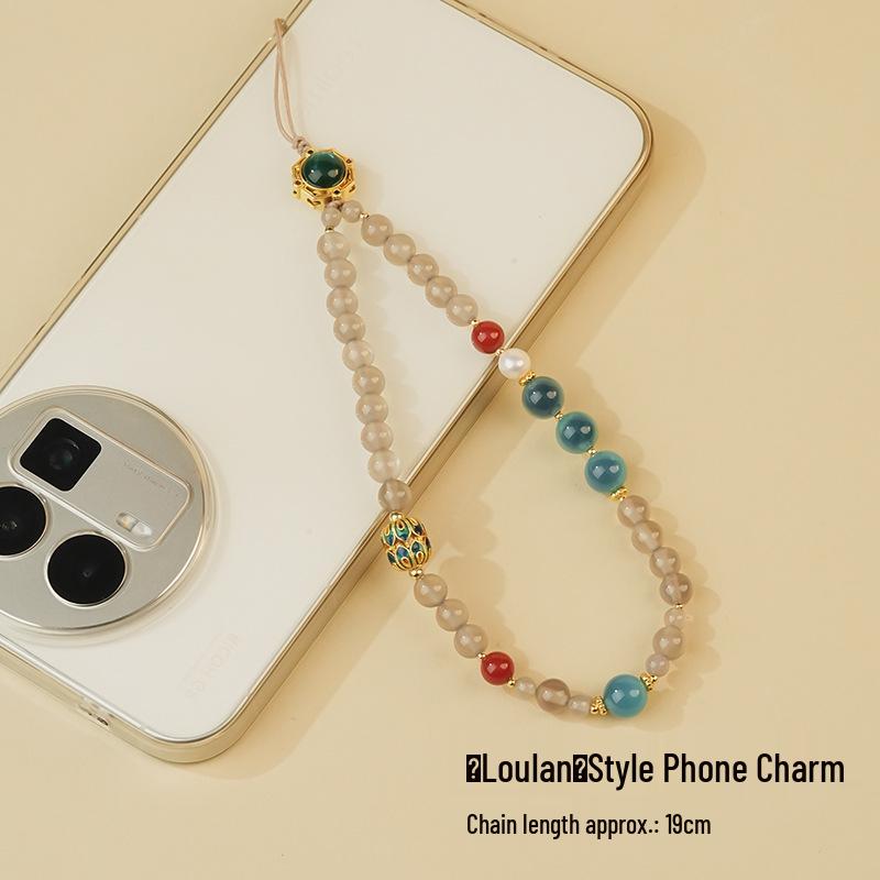 Ran Pu Chinese Style Jade Phone Wrist Strap: Spring Collection Beaded Lanyard for Women
