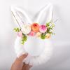 Guirlanda de Coelho da Páscoa para Porta da Frente Envoltório de Lã Guirlanda em Forma de Coelho com Flores Artificiais para Varanda de Primavera Parede Janela Decoração Interna Externa