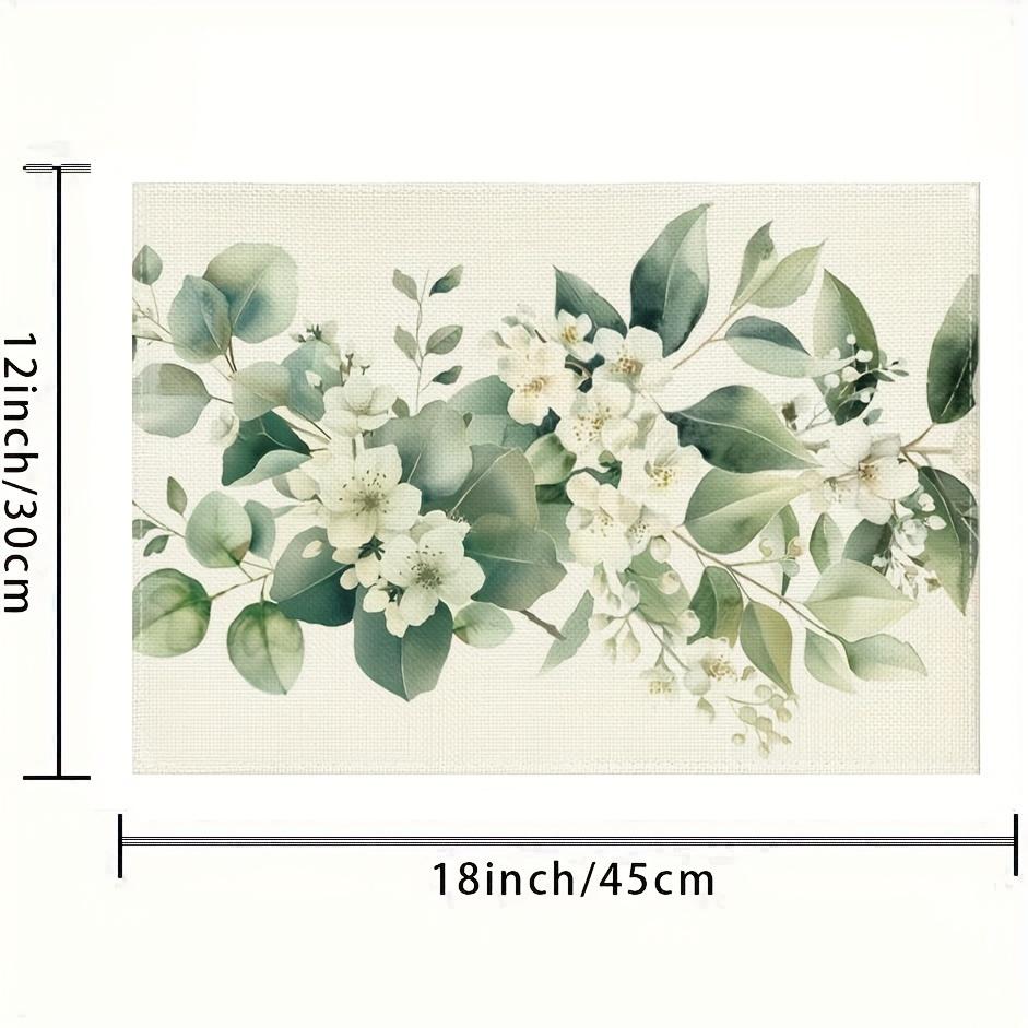 4 Stück, Kamelienblüte SommerSet mit 4 Platzdeckchen 12x18 Zoll Saisonale Frühlings-Tischsets für Party Küche Esstischdekoration, Beige