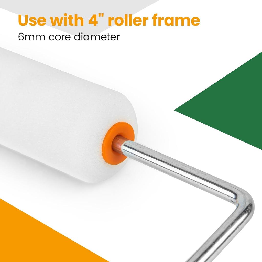 24 Pack 4 Inch Mini Paint Roller Covers High Density Foam Paint Rollers Small Foam Roller Sleeves for Smooth Surfaces Cabinets Doors Tables