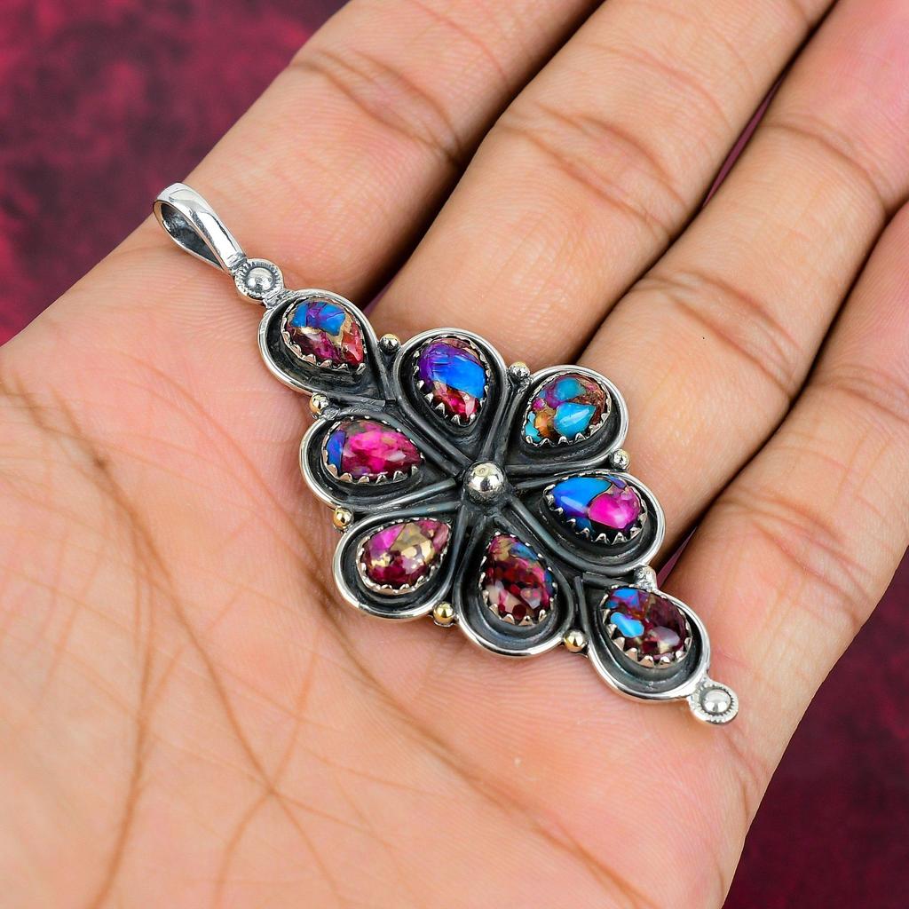 Pink Spiny Oyester Jewelry, 925 Solid Sterling Silver Gemstone Pendant, Handmade Pendant, For Memorial Day