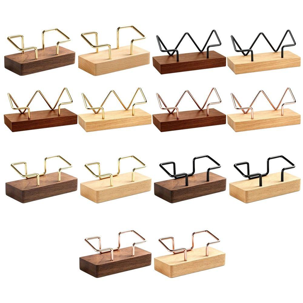 Multiple Styles Business Card Holder Metal Wood Combined Desk Card Display Rack  Reception