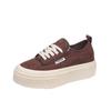 2025 Spring New Sports Women's Shoes Fashion Low Top Thick Bottom Casual Board Shoes Suede Round Head Strap Flat Shoes