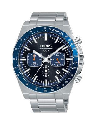 lorus men's blue dial chronograph watch