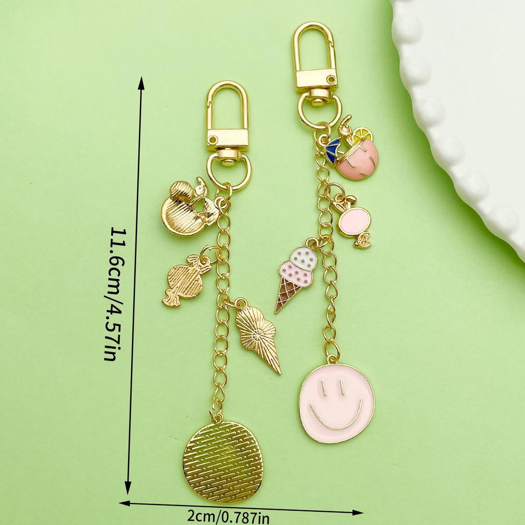 Smiley Cherry & Clover Keychain Pendant for Backpack & Earphone Case
