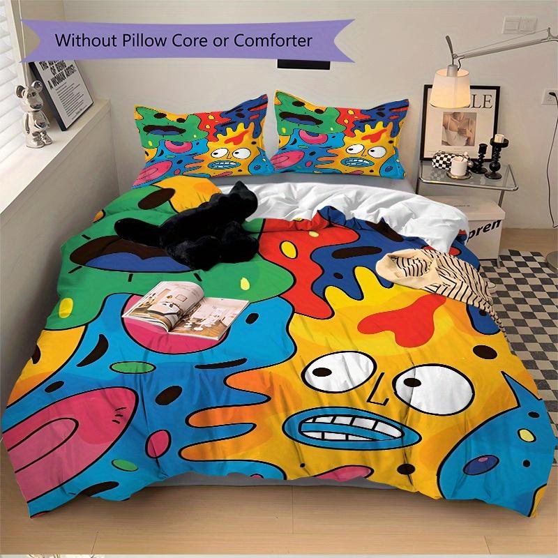 3pcs Abstract Art Print Bedding Set, Breathable and Soft, Suitable for All Seasons, Ideal for Home Use, Suitable for Bedroom Decor 21126