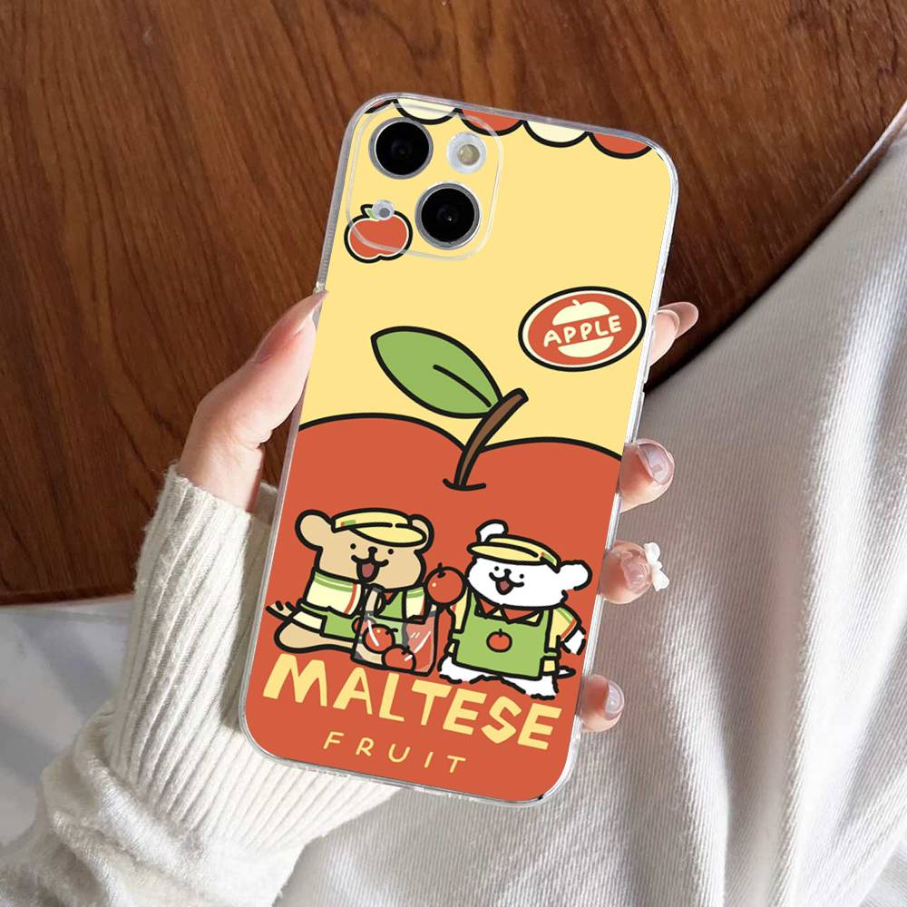 Maltese Cute Line Puppy Dog For IPhone 17 16 15 14 13 12 11 Pro Max Plus Transparent Soft TPU Phone Cover